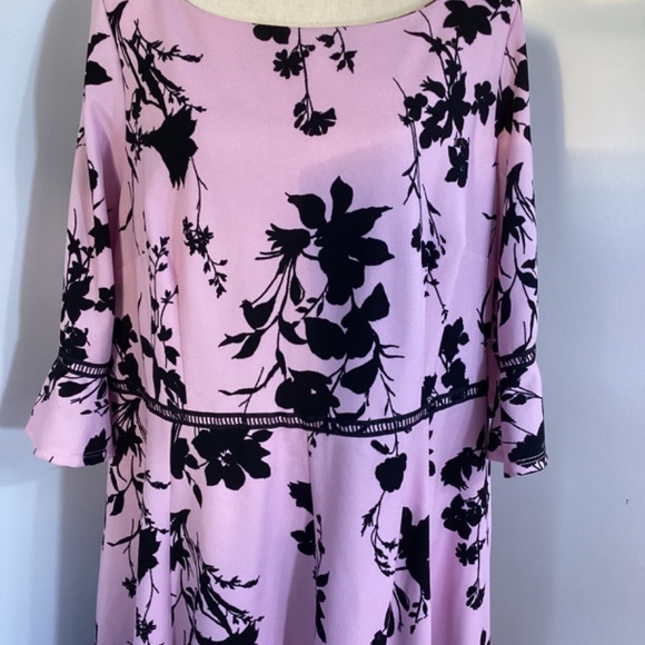 Lane Bryant Pink and Black Floral Midi Dress - Picture 3 of 11